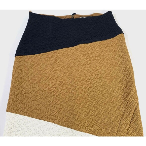 HD in Paris Textured Knit Pencil Skirt Womens 4 Asymmetrical Multi Color Block - Picture 4 of 16